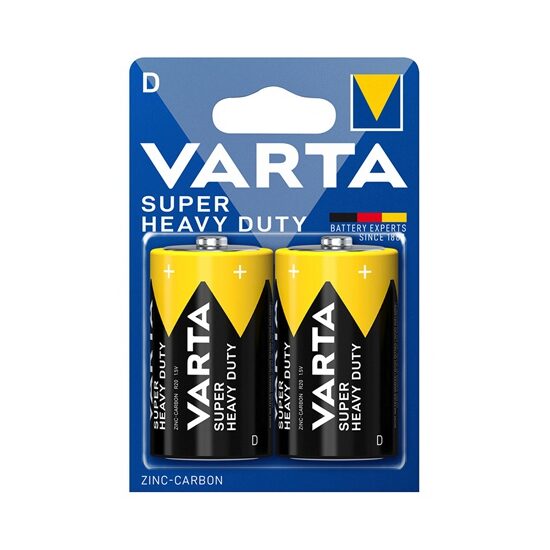 Set 2 baterii alcaline Varta Superlife, R20, marime D, 1.5 V