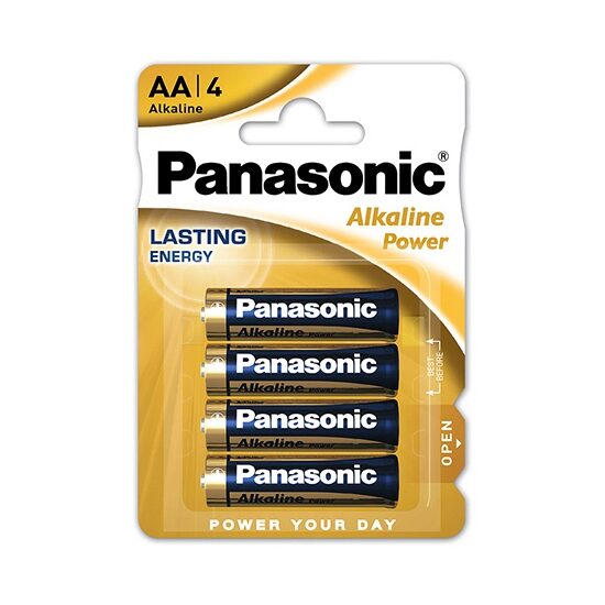 Set 4 baterii alcaline Panasonic LR6, AA, 1.5 V