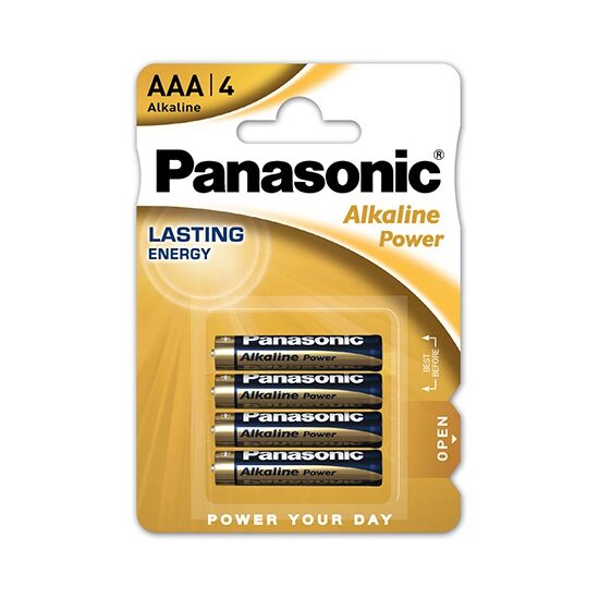 Set 4 baterii alcaline Panasonic LR03, AAA, 1.5 V