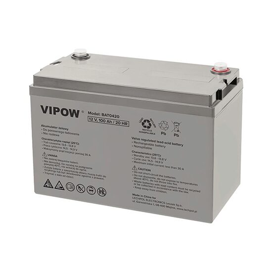 Acumulator gel plumb Vipow 12V, 100 Ah, fara intretinere