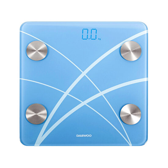 Cantar din sticla securizata, max 180 Kg, LCD, Albastru