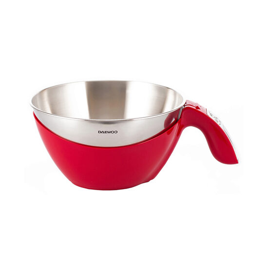 Cantar de bucatarie Plastic/Inox, 1g-5kg, 2xAA, Display led, Rosu