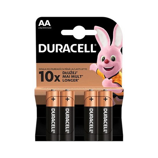 Set 4 baterii alcaline Duracell LR6, AA, 1.5 V
