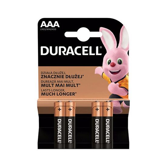 Set 4 baterii alcalineDuracell LR03, AAA, 1.5 V