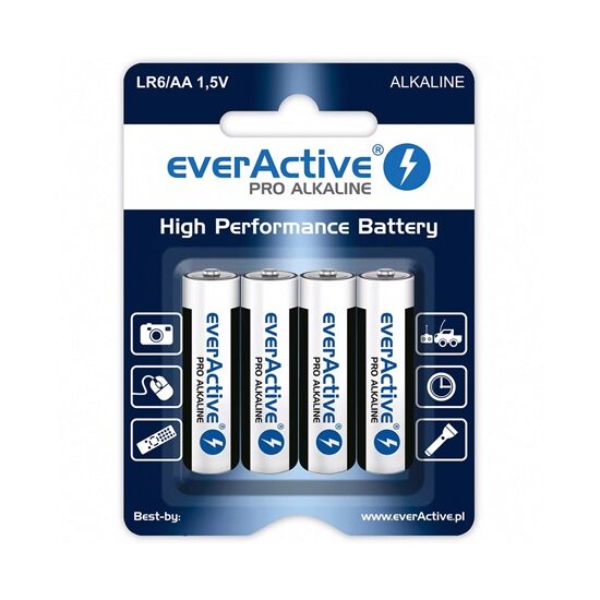 Set 4 baterii alcaline Everactive LR6, AA, 1.5 V