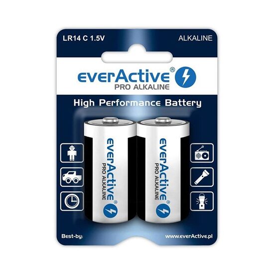 Set 2 baterii alcaline Everactive LR14, marime C, 1.5 V
