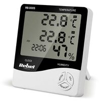 Statie meteo interior/exterior, Ceas, Alarma, Prognoza umiditate, Alb