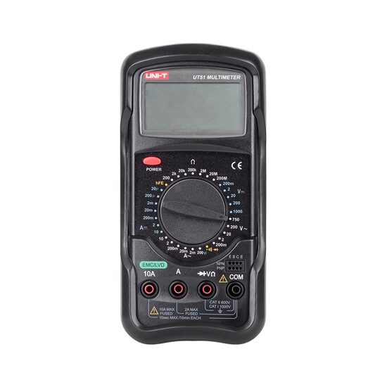 Multimetru digital UT51, masurare Tensiune si curent DC/AC, Rezistenta, testare diode si continuitate