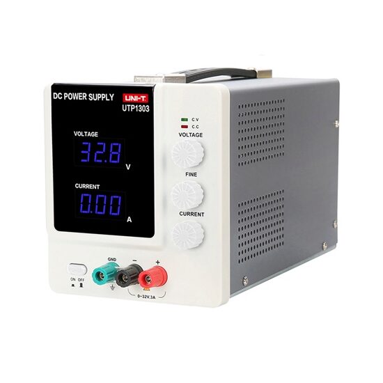 Sursa laborator, Tensiune de ieșire 0-32 V, Curent 0-3 A, Alimentare 220 V AC, Protectie la suprasarcina si la inversare polaritate