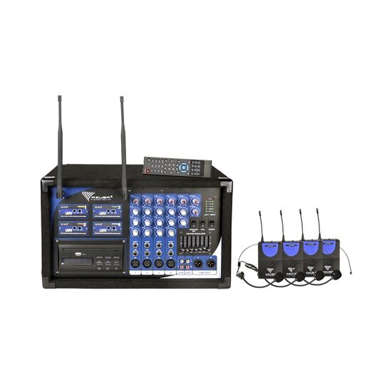 Set 4 microfoane tip casca, Receptor wireless incorporat UHF, 614MHz - 694MHz