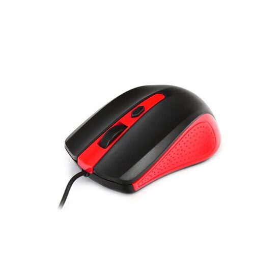 Mouse optic cu fir, USB, 1000dpi, negru/rosu