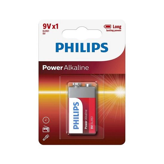 Baterie Philips Power Alcalin, 9V, 6LR61