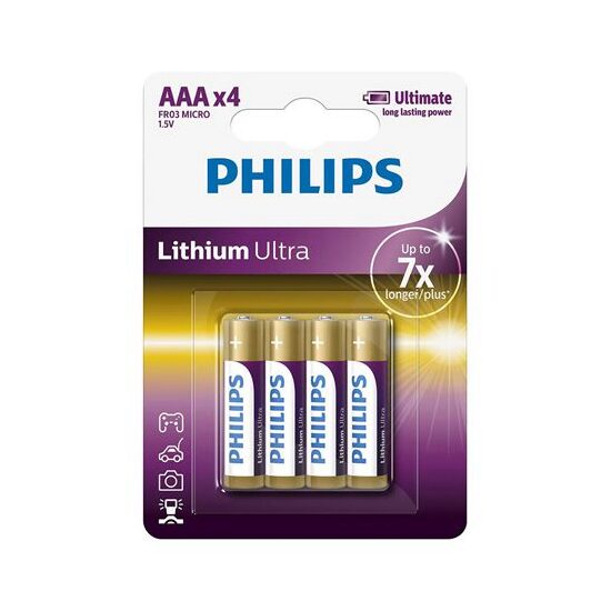 Set 4 baterii lithium ultra, Philips LR3, AAA