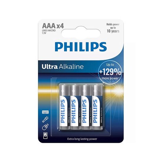 Set 4 baterii Philips LR03, AAA, Ultra Alcaline