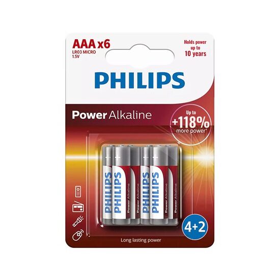 Set 6 baterii Philips LR03, AAA, Power Alcaline, blister