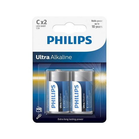Set 2 baterii Philips LR14, Ultra Alcaline