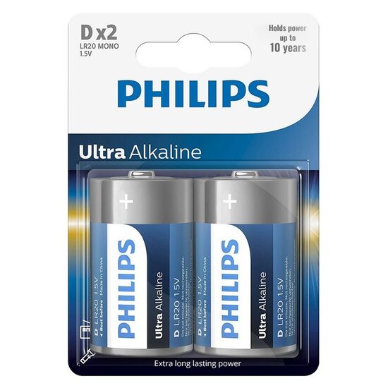 Set 2 baterii Philips LR20 D, Ultra Alcaline