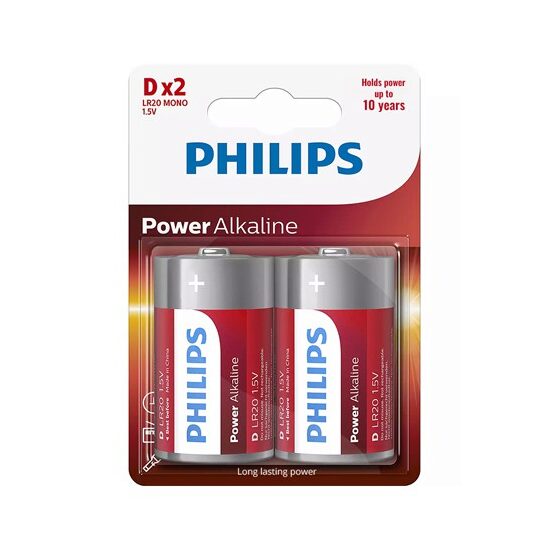 Set 2 baterii Philips LR20 D, Power Alcaline