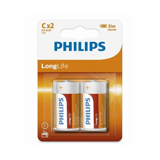 Set 2 baterii Philips LR14, Longlife Alcaline