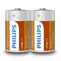 Set 2 baterii Philips LR20, Longlife Alcaline