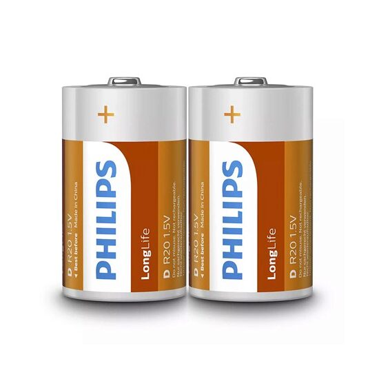 Set 2 baterii Philips LR20, Longlife Alcaline