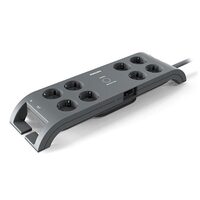 Prelungitor cu protectie la supratensiune Philips 8 locasuri, lungime 2 m, Negru, max 3500 W