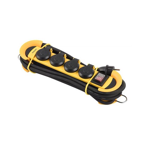 Prelungitor cu 4 prize cu capac, IP44, exterior, lungime 5 m