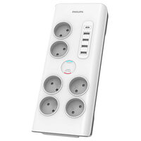 Prelungitor cu 6 prize Schuko, 5xUSB, protectie supratensiune, lungime 2 m