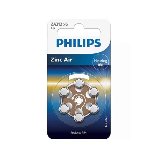 Set 6 Baterii auditive zinc aer Philips ZA312