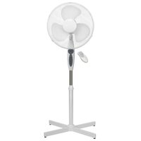 Ventilator cu picior si telecomanda, 3 viteze, Alb, 40 W, Miscare de oscilatie, Inaltime 125 cm, Diametru 40 cm