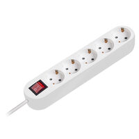 Prelungitor cu 5 locasuri si intrerupator, Schuko, Alb, lungime 10 m