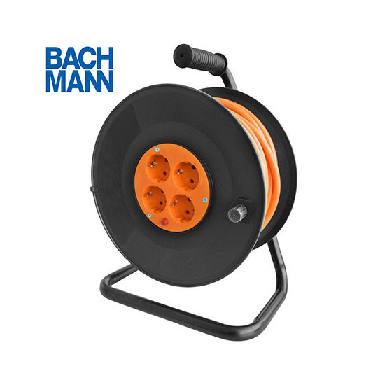 Prelungitor electric pe tambur 3X2.5mm, lungime 25m, 4 prize Schuko, Suport metal