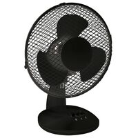 Ventilator de birou, 2 viteze, Negru, 25 W, Diametru 23 cm