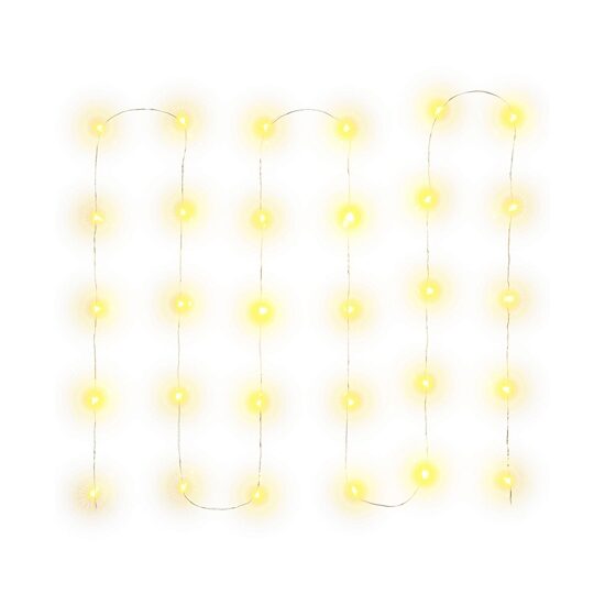 Instalatie luminoasa 30 mini led, Alb Cald, lungime 3 m, IP20, baterie 2xAA