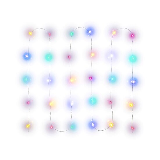 Instalatie luminoasa 30 mini led, Multicolor, lungime 3 m, IP20, baterie 2xAA
