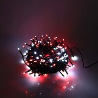 Instalatie luminoasa 150 led-uri, Nano Flexibil, Lungime 15 m, 230V, IP44, Alb/Rosu
