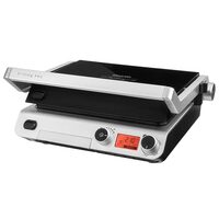 Gratar electric Inox/Sticla 2000 W, suprafata grill 300x250 mm, Placi detasabile, Senzor automat pentru gatit
