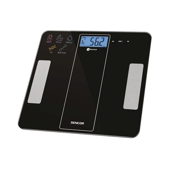 Cantar Smart Bluetooth, max 180 Kg, LCD, Negru, 2 x AAA, Memorie pentru 12 utilizatori