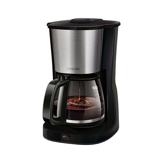 Cafetiera cu display digital, 1000W, bol din sticla, capacitate 1.25 l, Negru-Argintiu