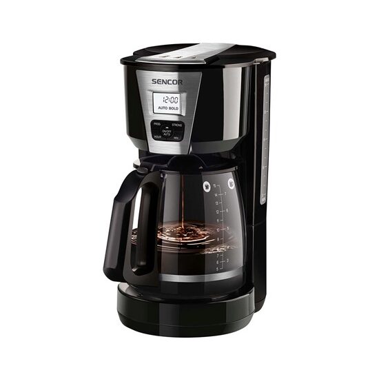 Cafetiera cu display digital, 1800 W, bol din sticla, capacitate 1.8 l, Negru
