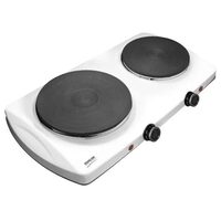 Plita electrica 2500 W, 2 arzatoare, portabila, diametru ochiuri 18 cm si 15 cm, Alba