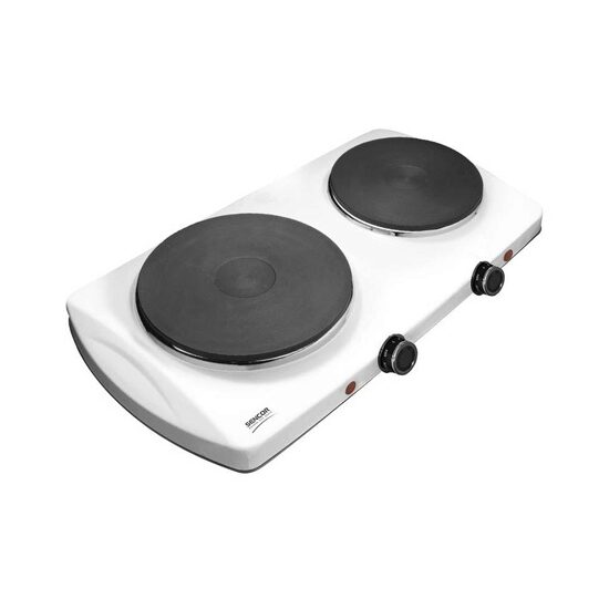 Plita electrica 2500 W, 2 arzatoare, portabila, diametru ochiuri 18 cm si 15 cm, Alba