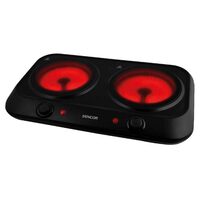 Plita vitroceramica 2400 W, 2 arzatoare, diametru 19 cm, Negru