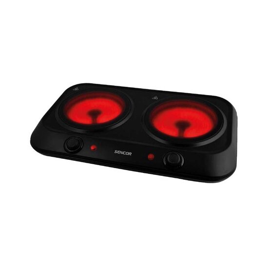Plita vitroceramica 2400 W, 2 arzatoare, diametru 19 cm, Negru