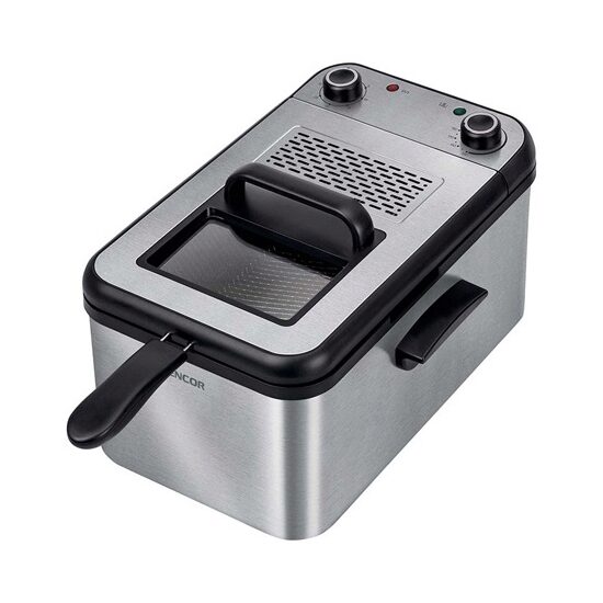 Friteuza inox 2200 W, capacitate 3.2 l, maner detasabil