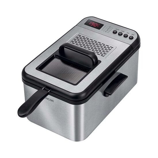 Friteuza inox 2200 W, capacitate 3.2 l, maner detasabil, 5 programe