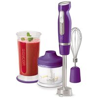 Blender de mana mov, putere 1000 W, 2 viteze, cutite inox, 700 ml, tocare, zdrobire, tel