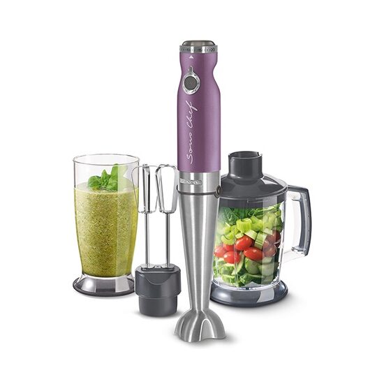 Blender de mana 4 IN 1, putere 1200W, 2 viteze, cutite inox