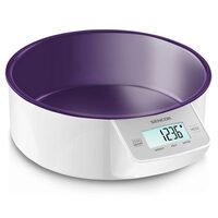 Cantar de bucatarie cu bol 1000 ml, baterie 2x1.5V AAA, capacitate 1g-5kg, Gri/Mov