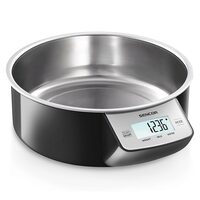 Cantar de bucatarie cu bol Inox 1000 ml, baterie 2x1.5V AAA, capacitate 1g-5kg, Gri